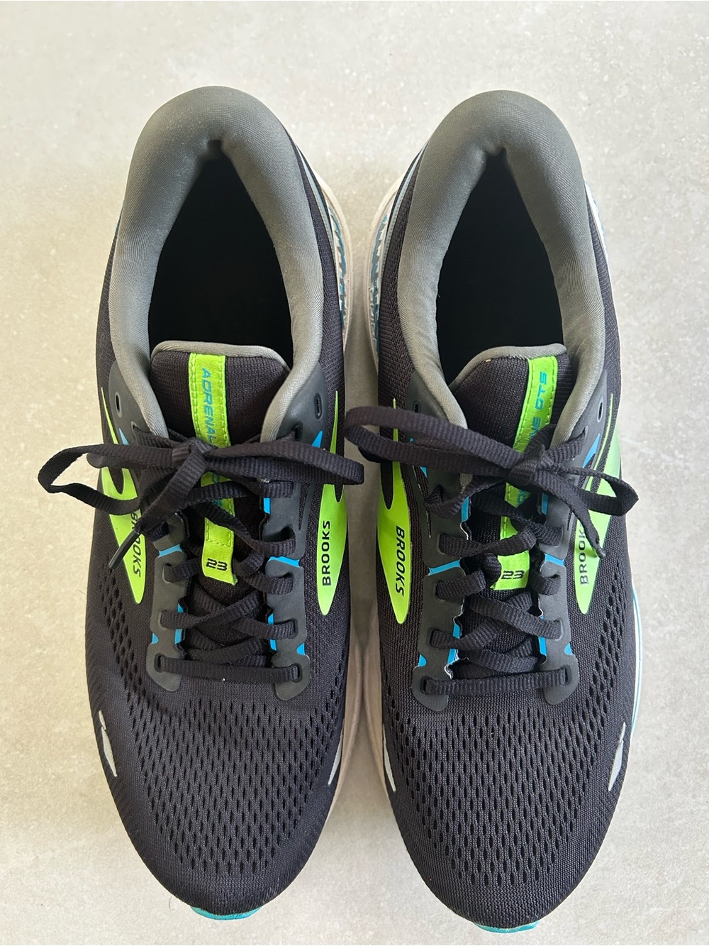 Brooks Adrenaline GTS 23 Men’s Running Shoes Black Blue Green Size 12